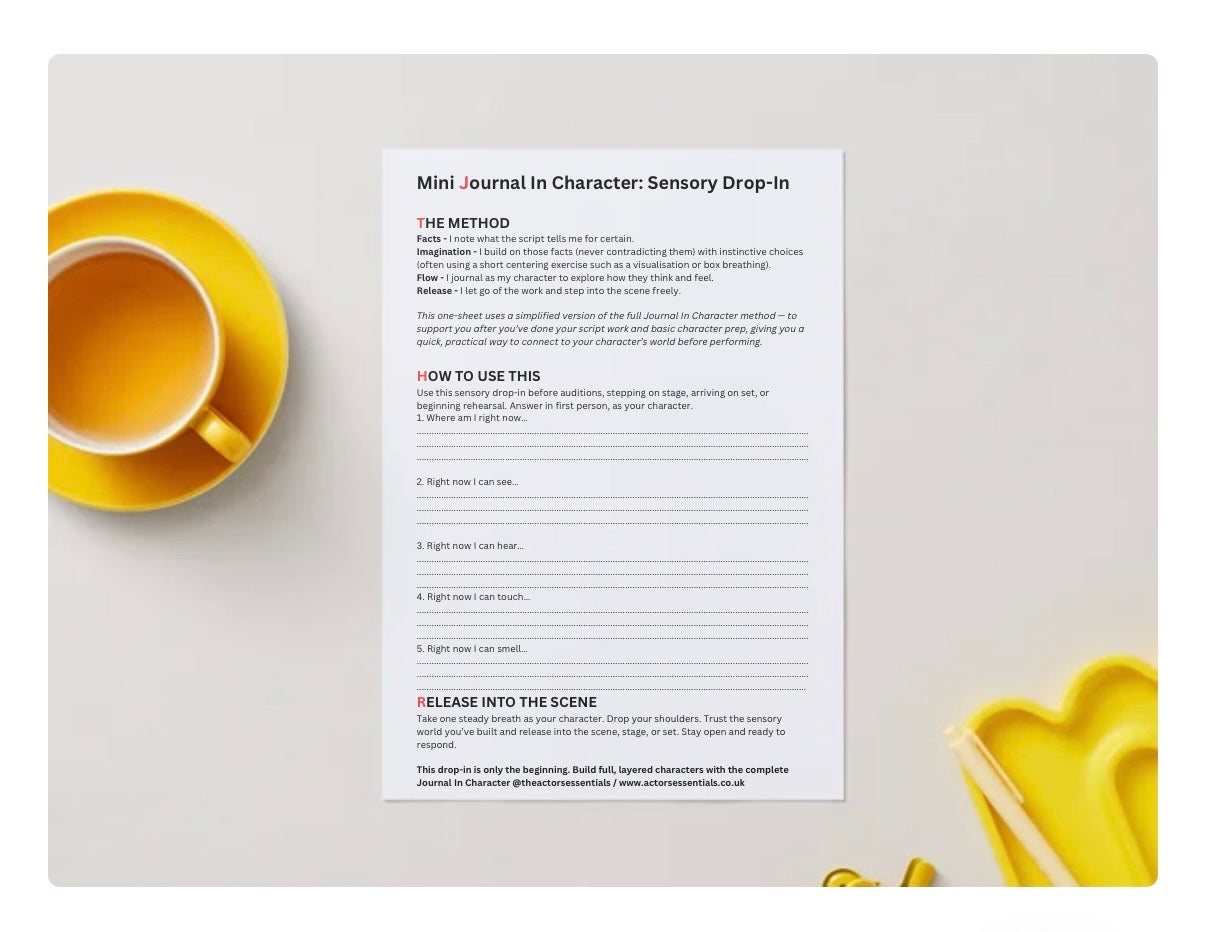 Mini Journal In Character - Pre Audition Drop-In (printable PDF)
