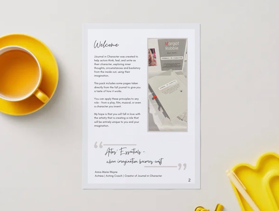 Journal In Character Sample Pack - with Original Monologue “The Bench”